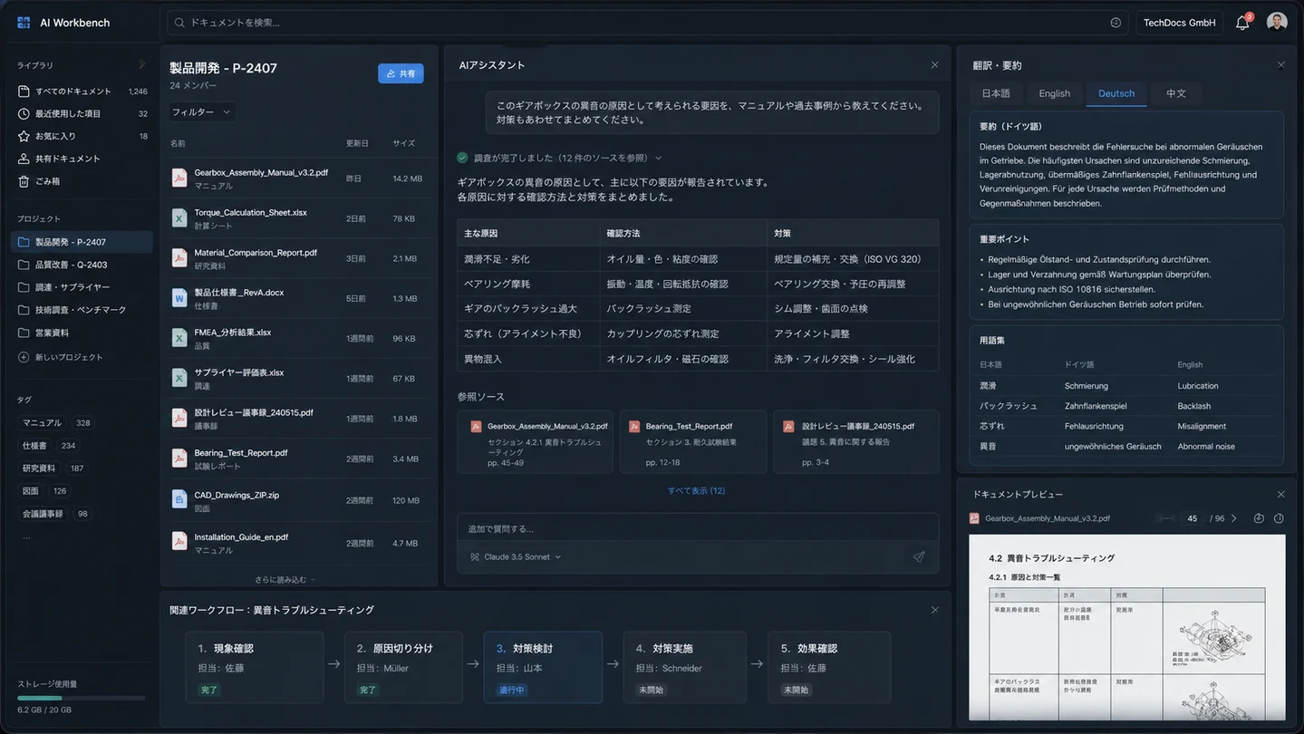 Internal AI workbench project mockup